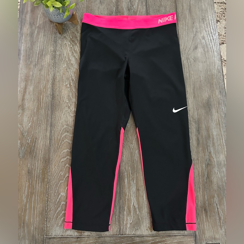 Nike Black Leggings with Pink Highlights